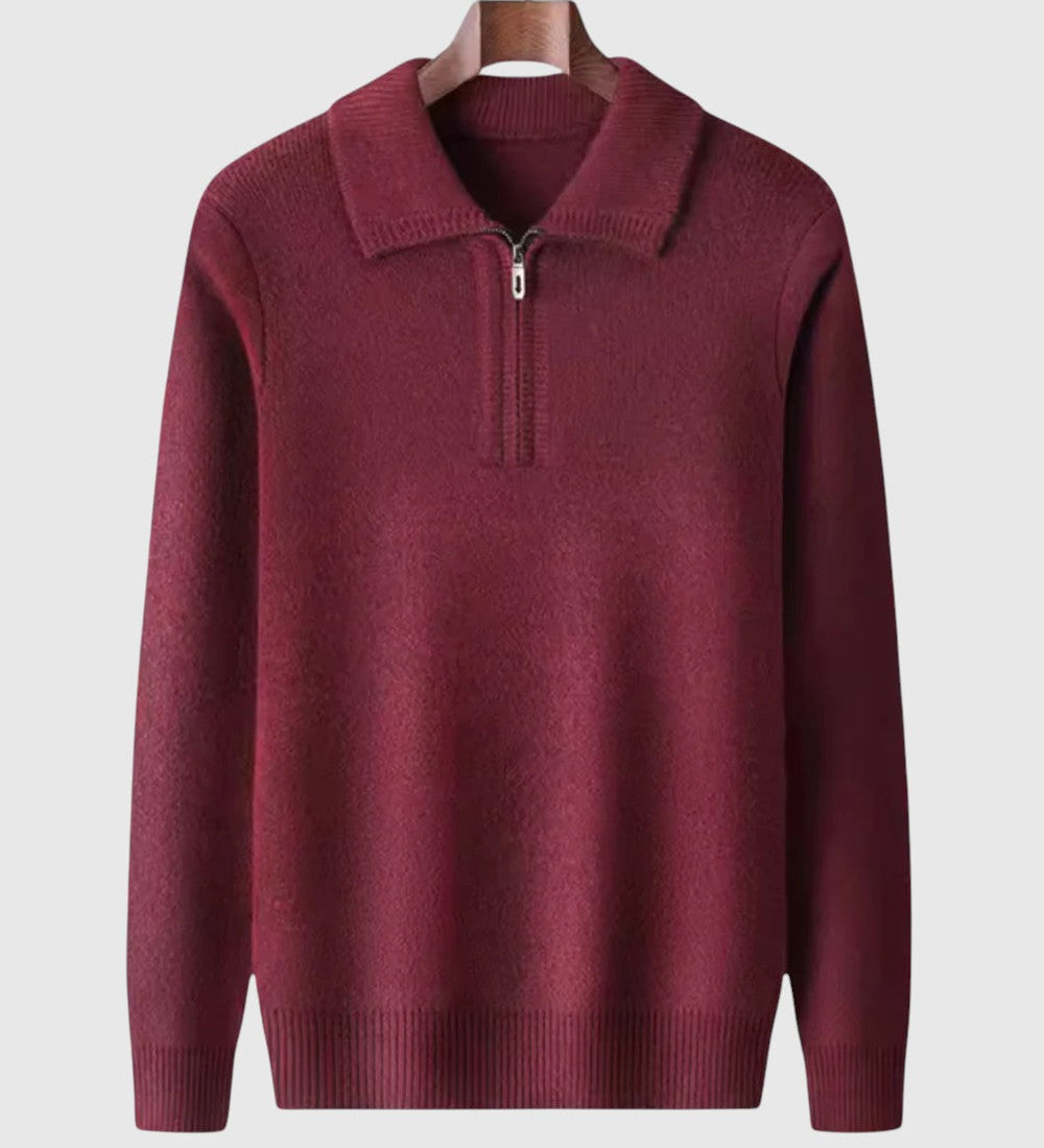 Levente - Kasjmírvékony pulóver negyedzipzárral Gstaad