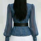 Alessia | Top farmerből, chiffon könnyű ujjakkal