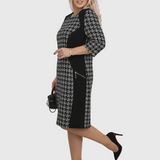 LYSA - Stílusos Mintás Midi Ruha