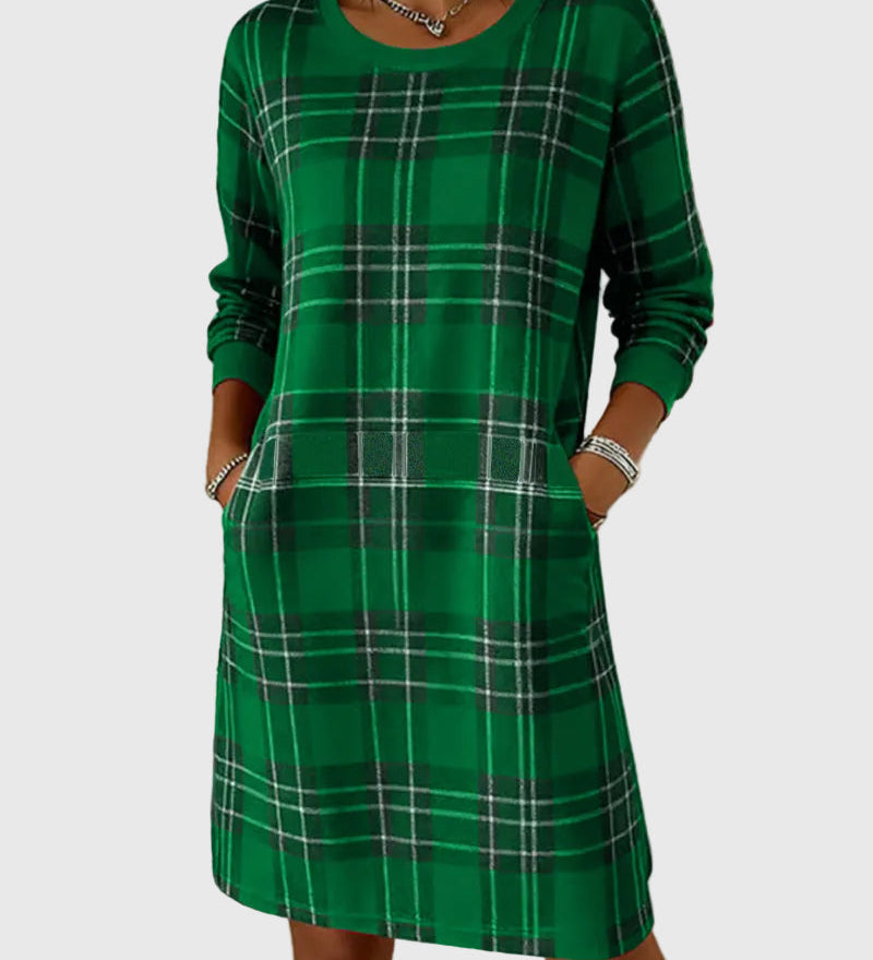 Hosszú Ujjú Kockás Pólóruha