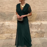 Louise | Elegáns V nyakú Maxi Ünnepi Ruha