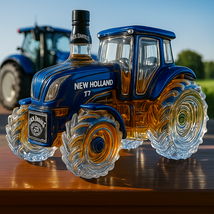 Hagyományos whisky üveg New Holland T7 traktor formájában