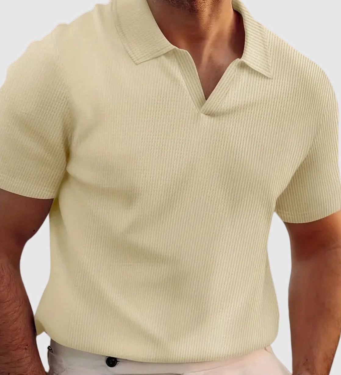 Sebestyén – V-nyakú ribana póló