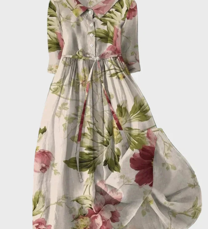 Elegáns hosszú virágmintás ruha