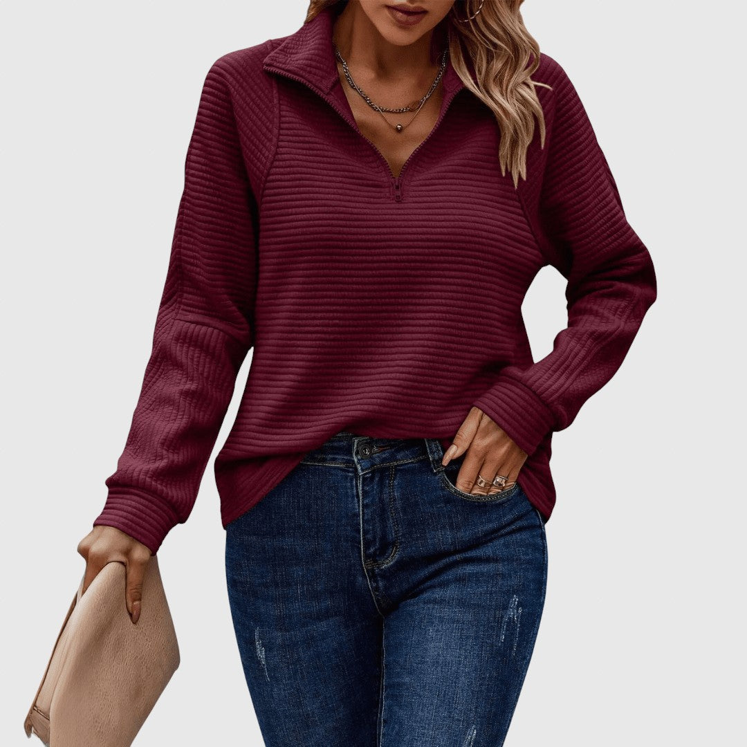 Lenka - Elegáns pulóver fél cipzárral