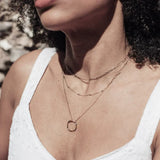 Open Circle Necklace in Three Rows of Gold