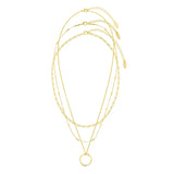 Open Circle Necklace in Three Rows of Gold