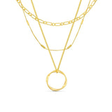 Open Circle Necklace in Three Rows of Gold