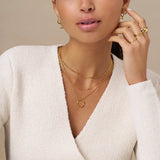 Open Circle Necklace in Three Rows of Gold