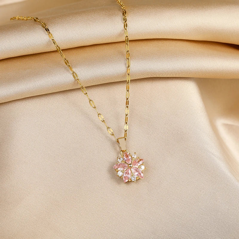 Collier Sakura Rose Romantique Rozsdamentes Acélban
