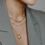 Open Circle Necklace in Three Rows of Gold