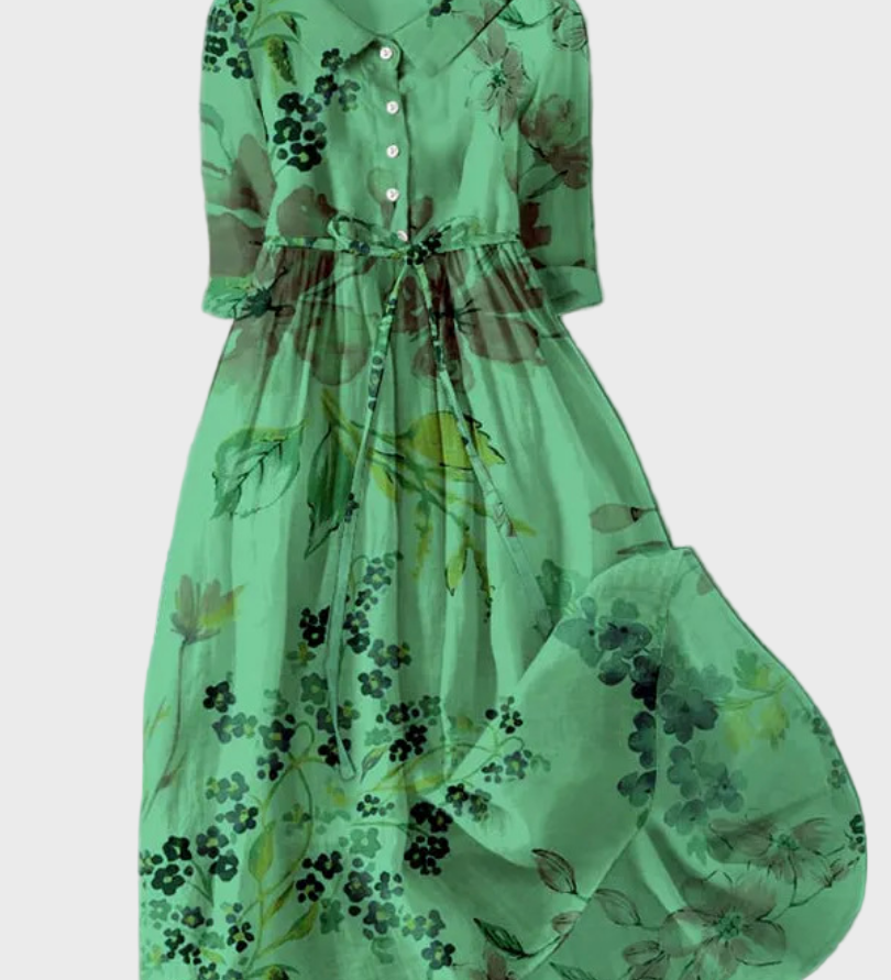 Zöld ruha virágmintával