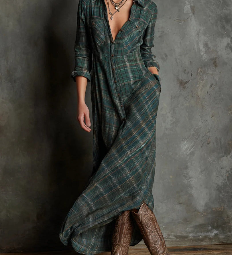 Valentina | Hosszú kockás ruha