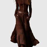 Isabelle - Velúr maxi ruha övvel