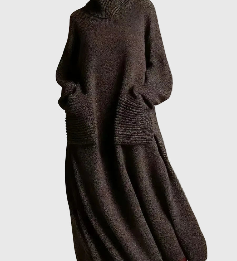 Alia – Magas Nyakú, Hosszú Ujjú Gyapjú Kötött Ruha