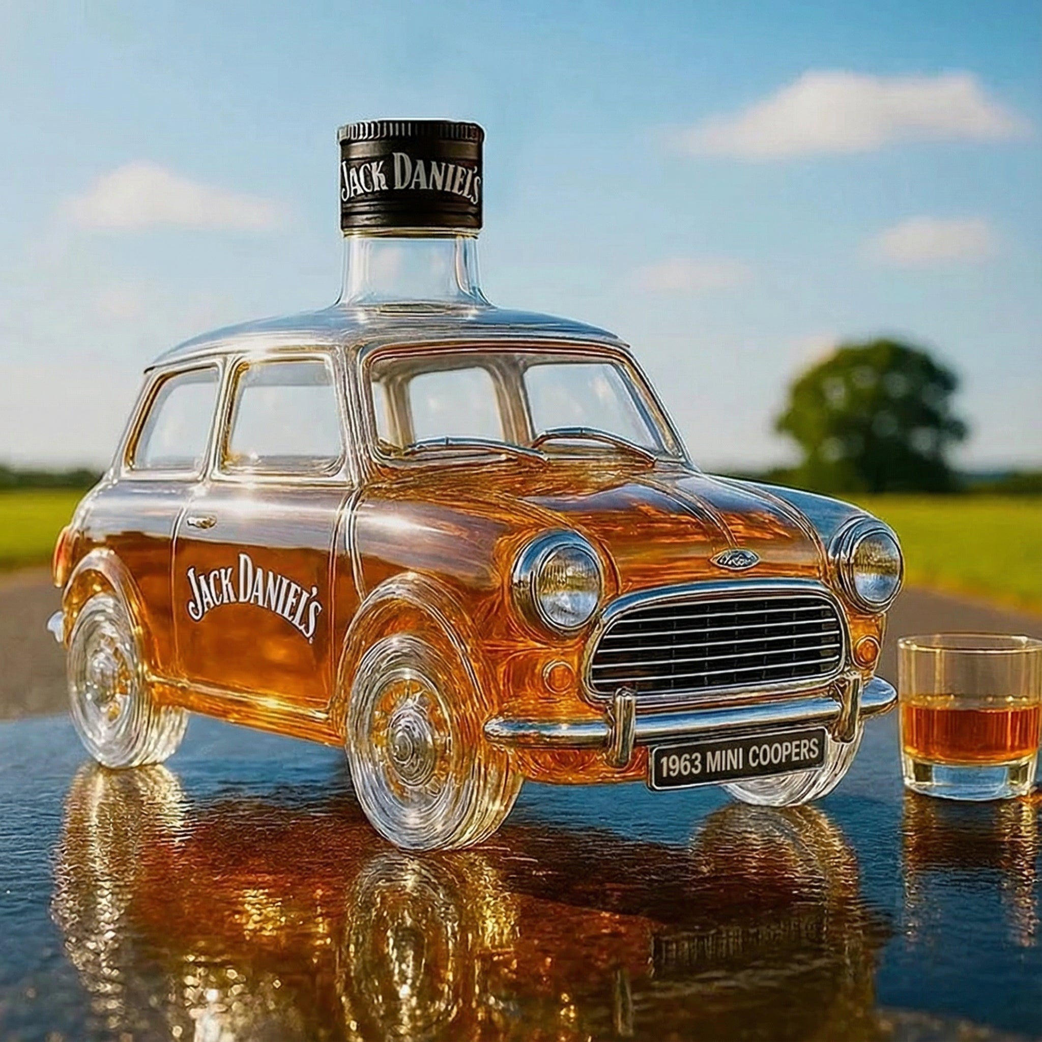Retro whiskey üveg autó formájában