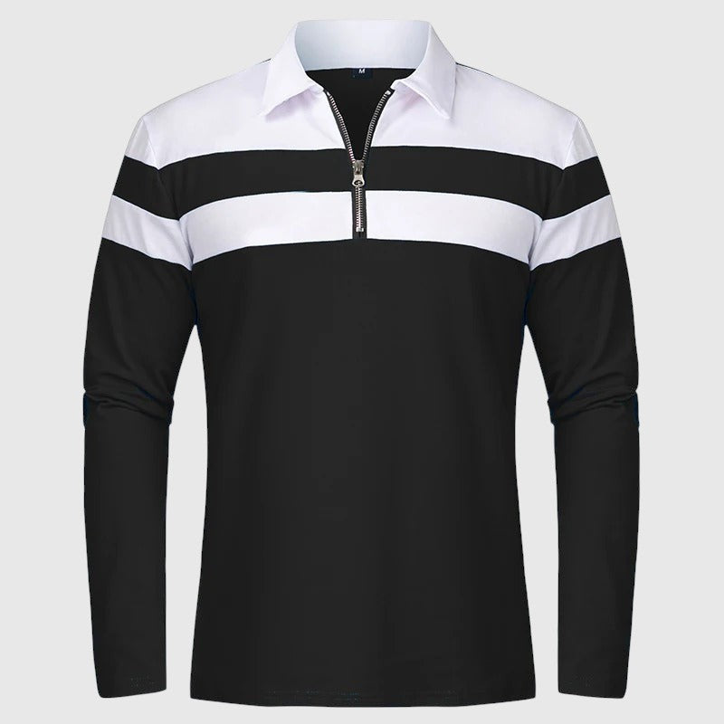 Ábel - Elegáns pulóver cipzárral és csíkokkal