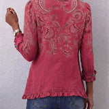 Réka | Vintage Paisley Mintás Redőzött Kabát